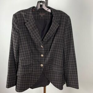 Black/gray checked fitted blazer